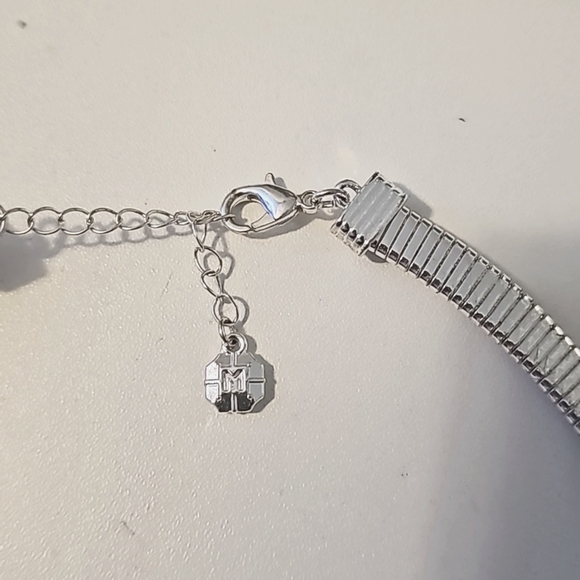 Chunky Stainless Steel Choker Necklace With Cubic Zirconia - Picture 5 of 6